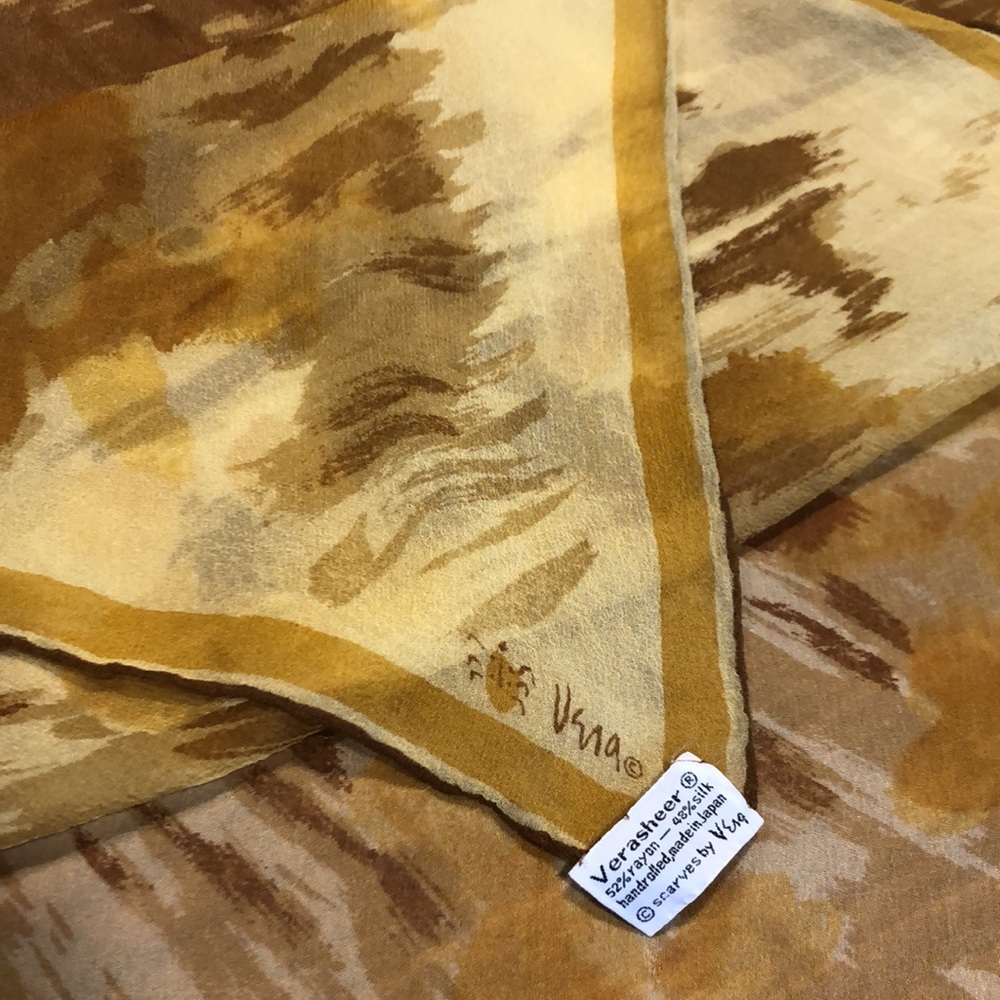 Vintage 60s Vera Printed Silk Blend Scarf - Picture 7 of 7